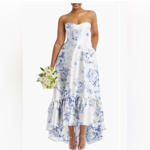 Alfred Sung High Low Rose Patterned dress